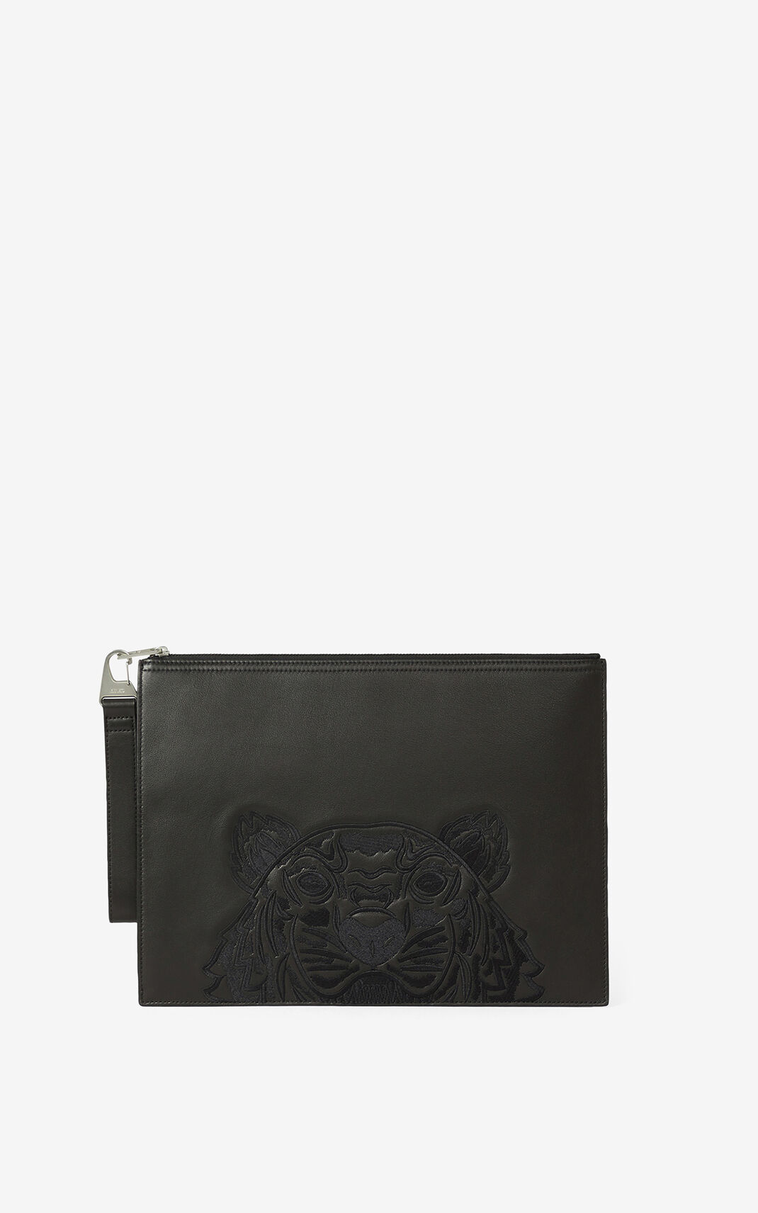 Pochette Kenzo Femme Kampus Tiger large grained Cuir Noir IVWAE-7945